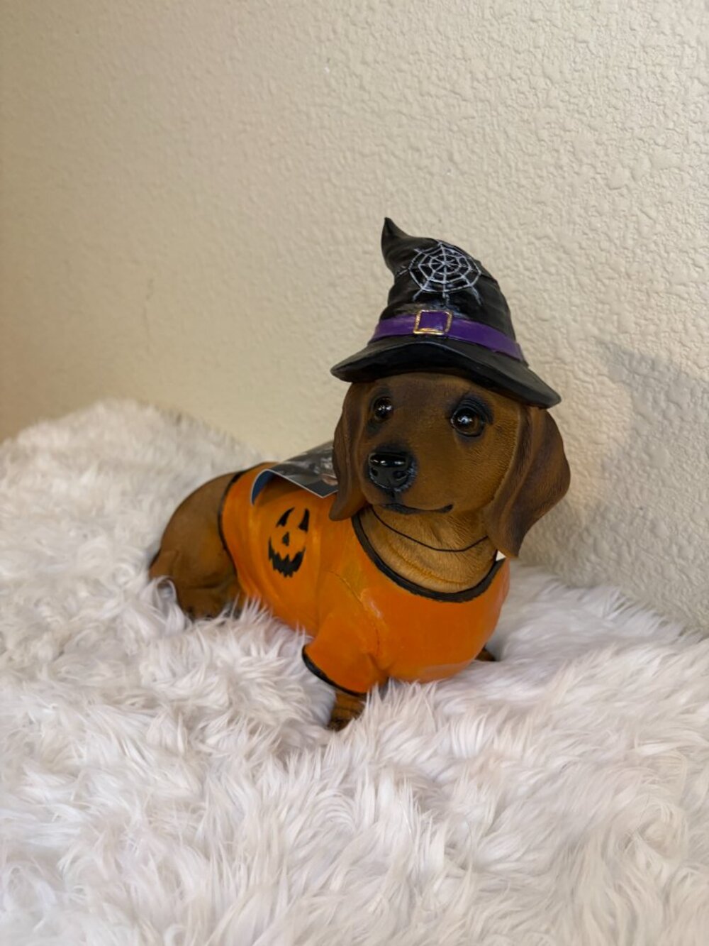 Halloween Witch Dachshund Dog Figurine Pumpkin Sweater Decor NWT - Picture 3 of 7